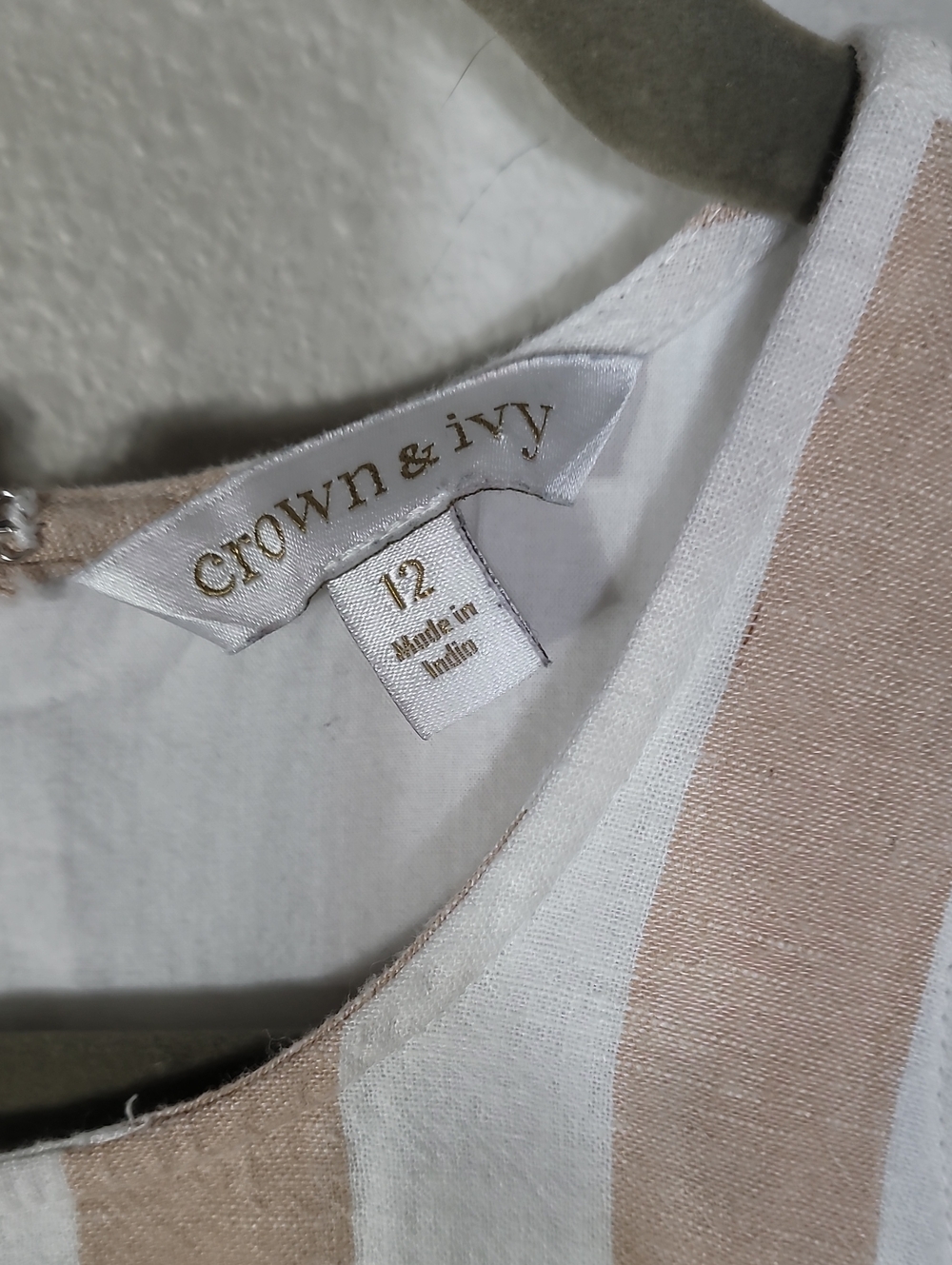 Crown & Ivy Linen Blend Striped Maxi Dress Size 12 Pockets Coastal - Picture 7 of 11